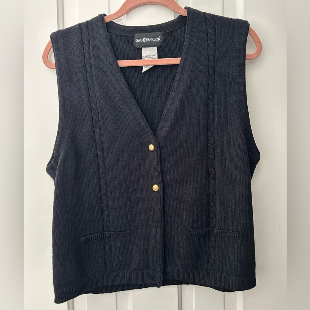 Sag Harbor Black Knit Vest